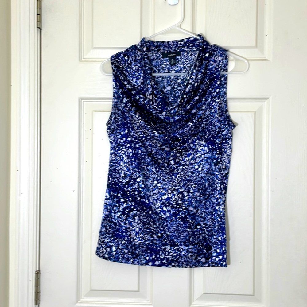Alfani Women’s Tops Size Medium Blue Satin Cowl Neck Sleeveless Top